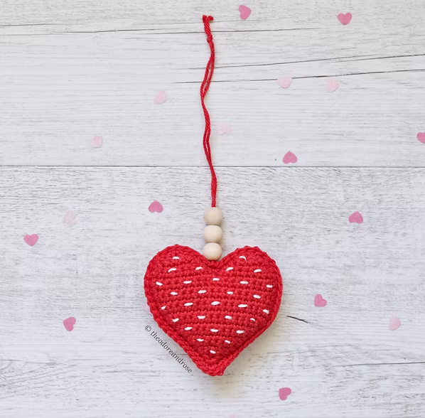 Polka Dot Valentine Heart Hanging Ornament