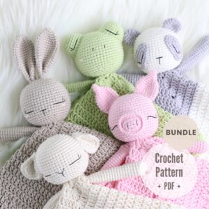Sleepy Baby Animal Lovey Bundle - Amigurumi Crochet Pattern (PDF Download)